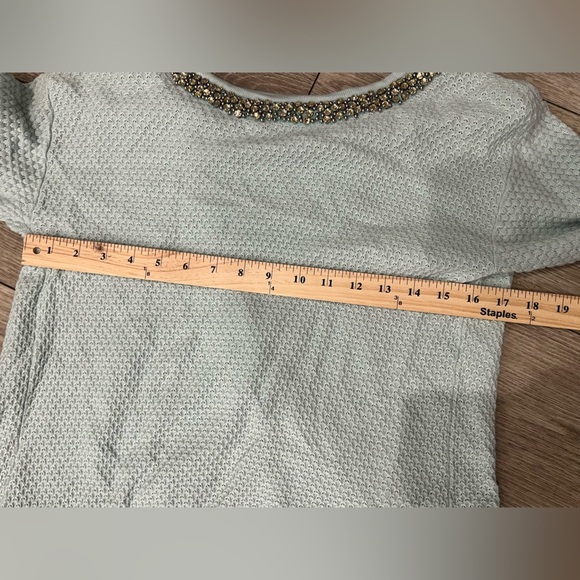 Hinge Small Light Blue Sweater with Embellished Collar (flawed missing 2 beads) - Picture 10 of 11